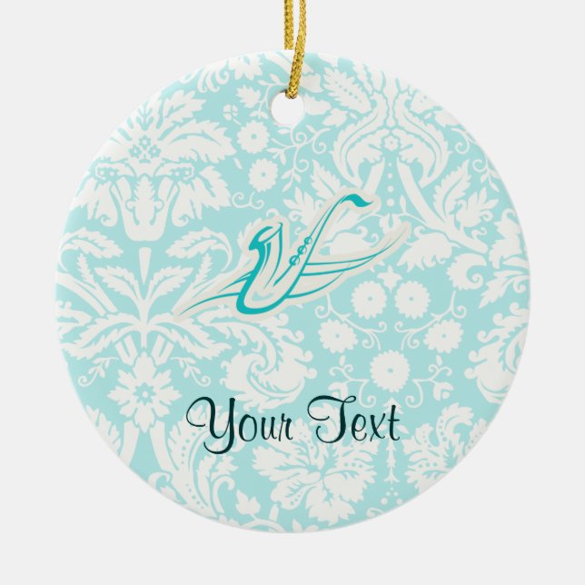 Teal Saxophone Ceramic Tree Decoration (Front)