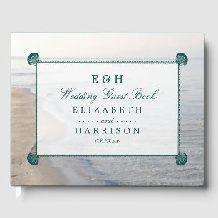 Teal Scallop, Beach Wedding Guest Book