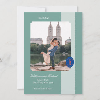 Teal Scalloped Edge Save The Date Invitation