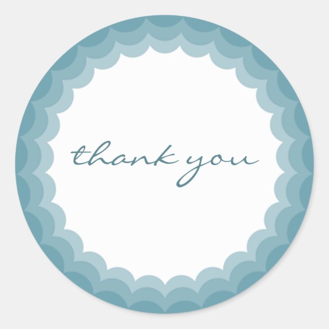 Teal Scalloped Edge Sticker - Thank you (Front)