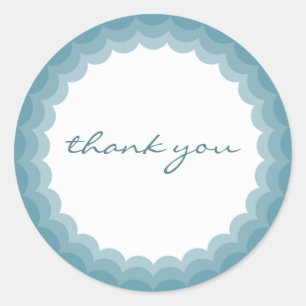 Teal Scalloped Edge Sticker - Thank you
