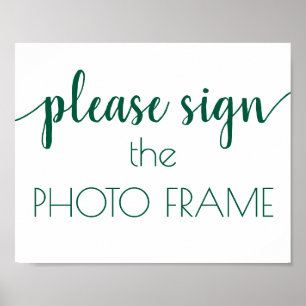 Teal Script   Aqua Blue-Green Photo Frame Sign