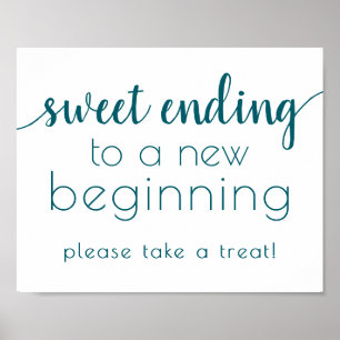 Teal Script   Aqua Blue-Green Sweet Dessert Sign