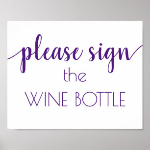 Teal Script Aqua Blue-Green Wine Bottle Sign