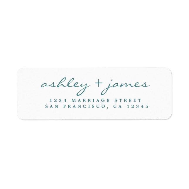 Teal Script Elegant Wedding Return Address (Front)
