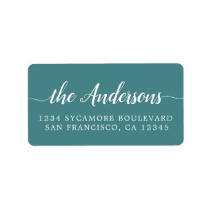 Teal Script Family Return Address Label