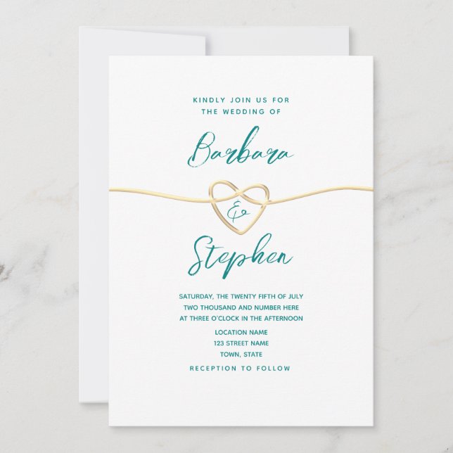 Teal Script Minimalist Wedding Invitation (Front)