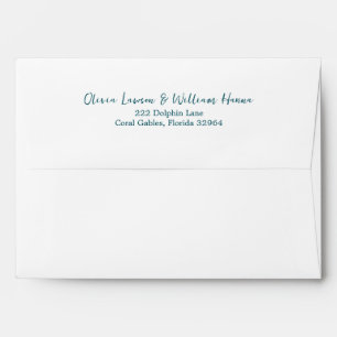 Teal Script Return Address Envelope