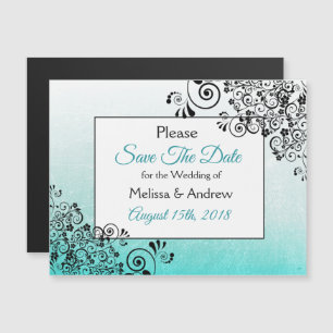 Teal Script Save the date Wedding Magnet
