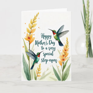 Teal Script Step Mum Card