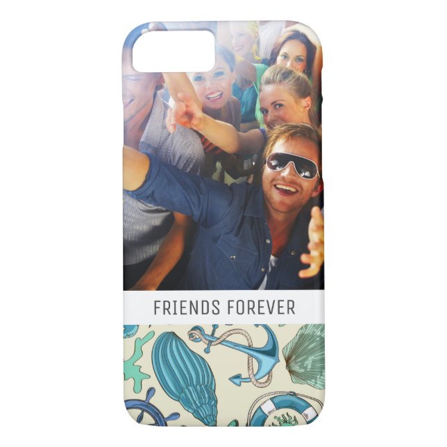 Teal Sea Animals Pattern | Your Photo & Text Case-Mate iPhone Case (Back)