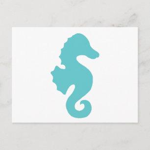 Teal Sea Horse Silhouette Postcard