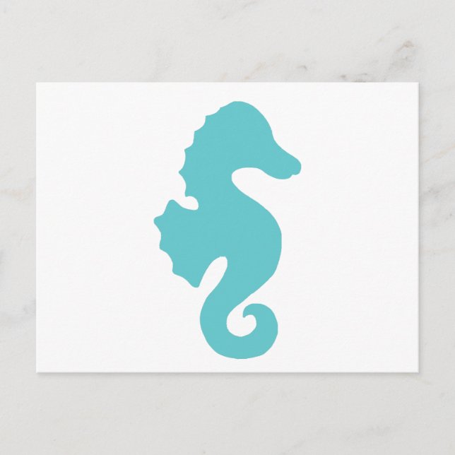 Teal Sea Horse Silhouette Postcard (Front)