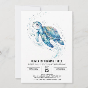 Teal Sea Turtle Birthday Invitation