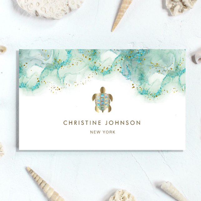 teal sea turtle design business card (Creator Uploaded)