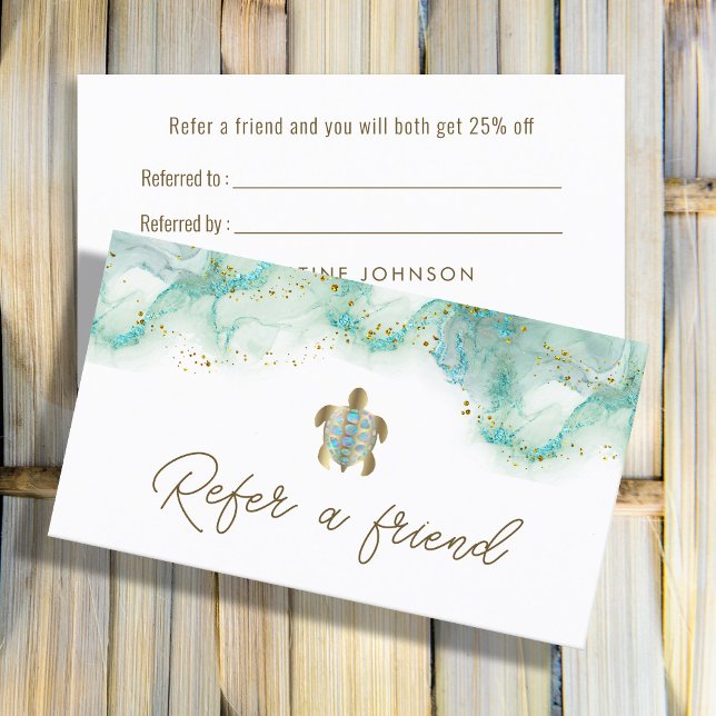teal sea turtle referral card (Creator Uploaded)