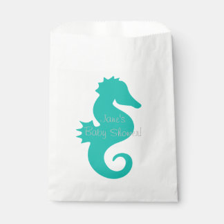 Teal Seahorse Baby Shower Favour Bags