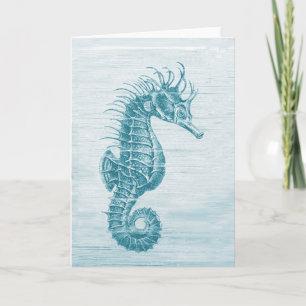 teal seahorse card