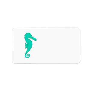 Teal Seahorse Label