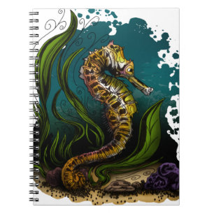 Teal Seahorse Ocean Aesthetic Coastal Classic Notebook