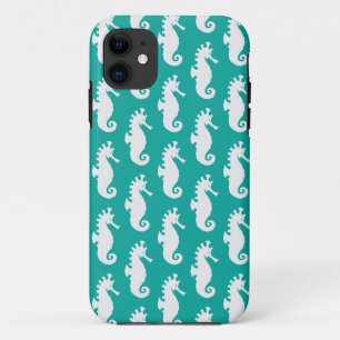 Teal Seahorse Pattern 1 iPhone 11 Case