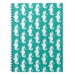 Teal Seahorse Pattern 1 Spiral Notebook