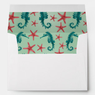 Teal Seahorse Pattern 2 Envelope