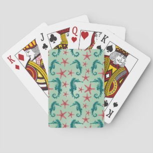 Teal Seahorse Pattern 2 Playing Cards