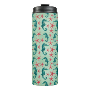 Teal Seahorse Pattern 2 Thermal Tumbler