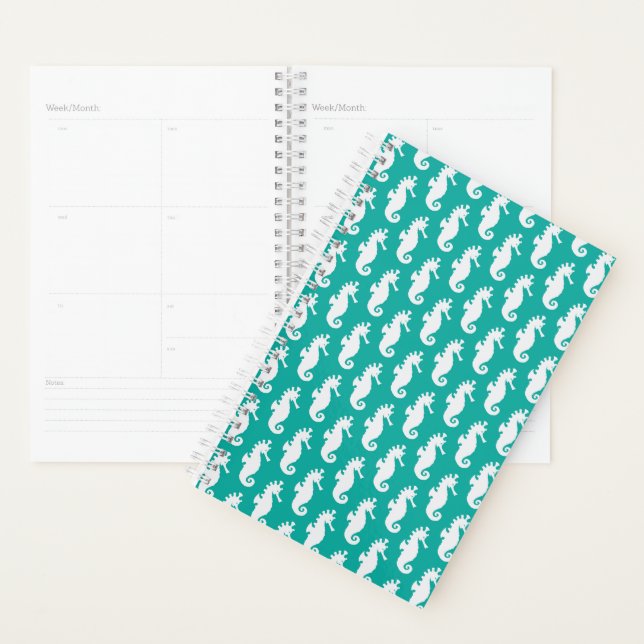 Teal Seahorse Pattern Planner (Display)