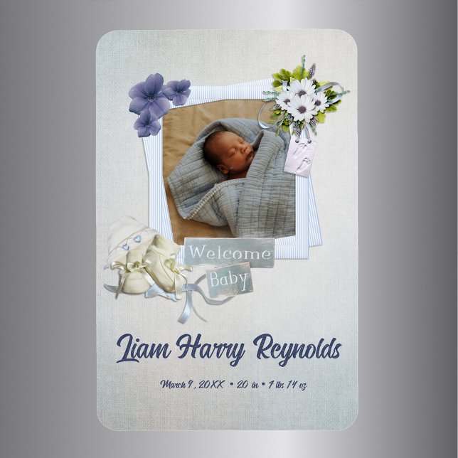 Teal Shabby Style Baby Magnet (Creator Uploaded)