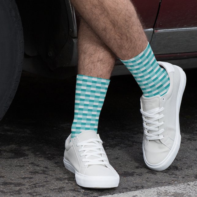 Teal Shades Color Blocks with Light Gray Socks (Creator Uploaded)