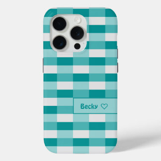 Teal Shades Colour Blocks with Light Grey iPhone 15 Pro Case