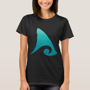 Teal Shark Fin Ocean Wave Design T-Shirt