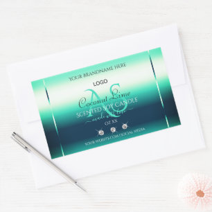 Teal Shimmery Product Label Diamonds Monogram Logo