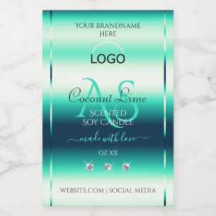 Teal Shimmery Product Label Diamonds Monogram Logo