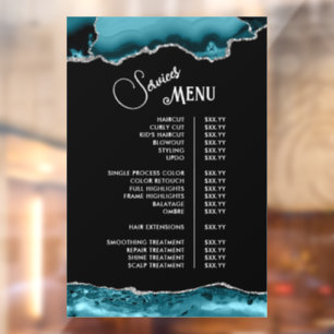 Teal Silver Agate Services Menu