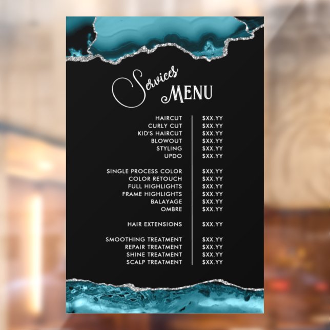 Teal Silver Agate Services Menu (Sheet 2)