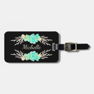 Teal & Silver Custom Monogram Bag Tag