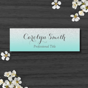 Teal Silver Glitter employee Name Tag Badge