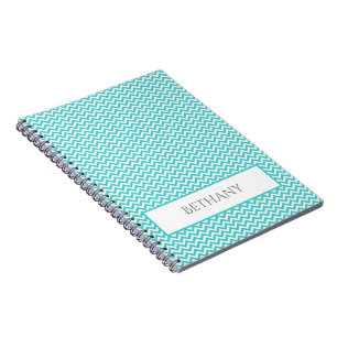 Teal Simple Chevron Personalised Notebook