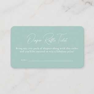 Teal simple cute baby shower diaper raffle ticket enclosure card