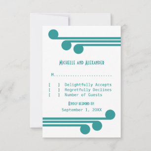 Teal Simple Deco Chic Response Card
