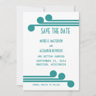 Teal Simple Deco Chic Save the Date Invite