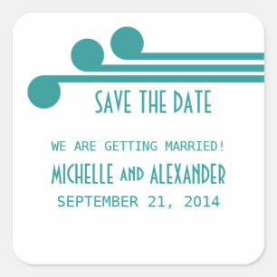 Teal Simple Deco Chic Save the Date Stickers