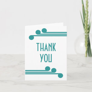 Teal Simple Deco Chic Thank You Card