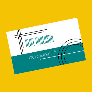 Teal simple geometric modern accountant  business card