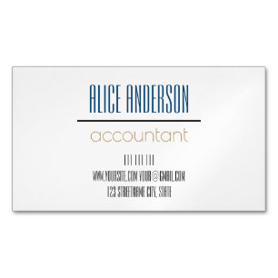 Teal simple geometric modern accountant business magnetic business card