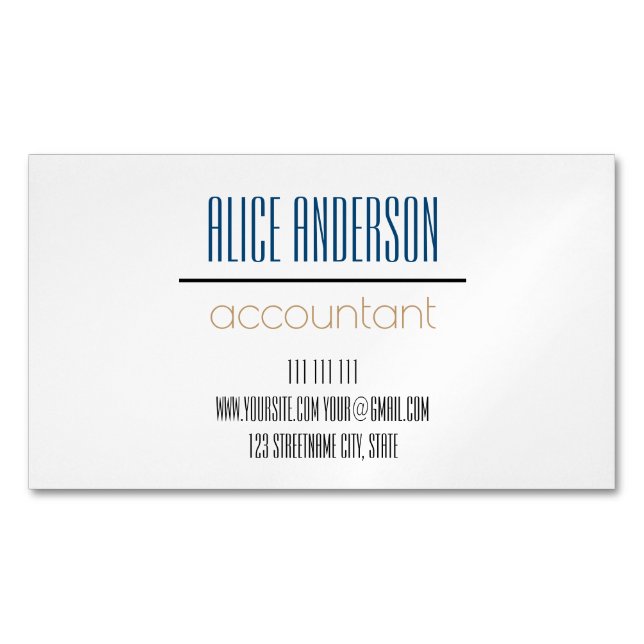 Teal simple geometric modern accountant business magnetic business card (Front)