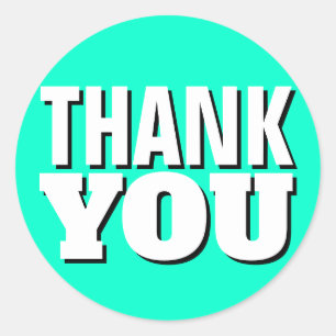 Teal Simple Thank You Classic Round Sticker